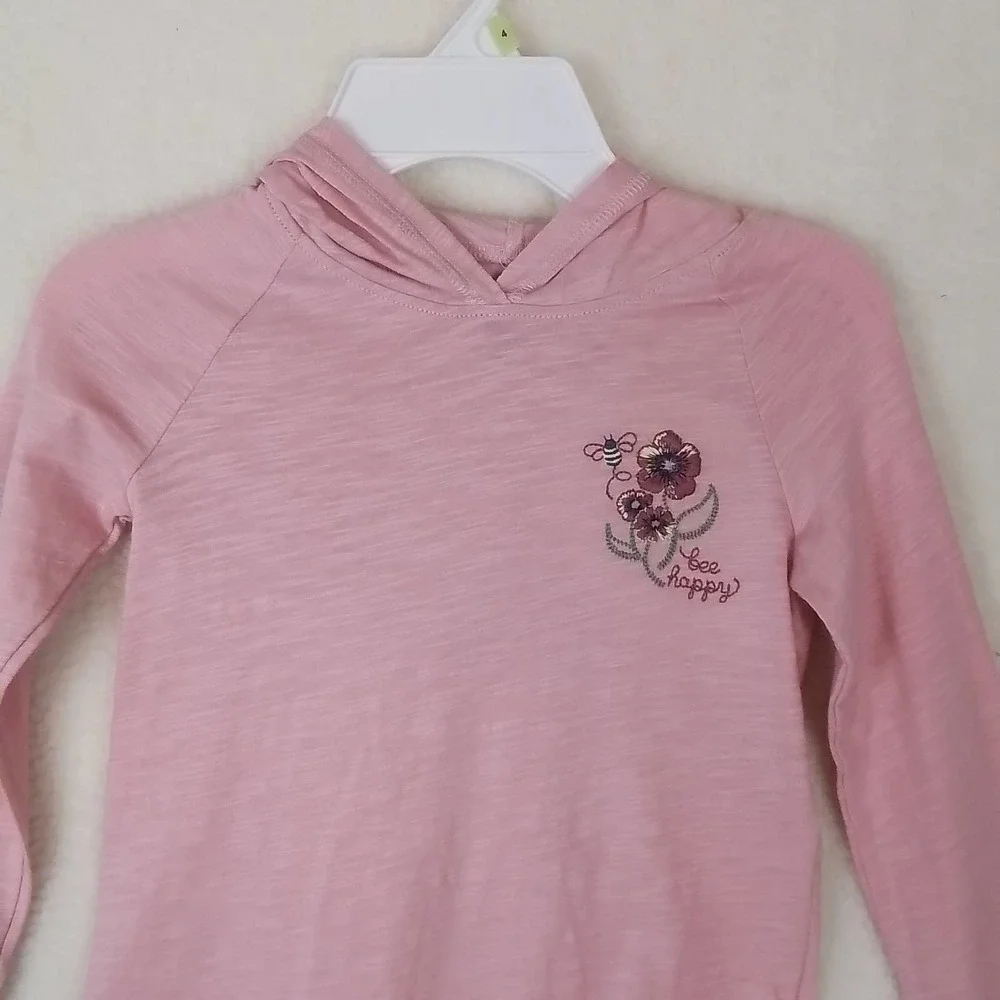OshKosh Cotton Hoodie‎ Tee Girl's Size 4 Pink w/ Bee Theme
